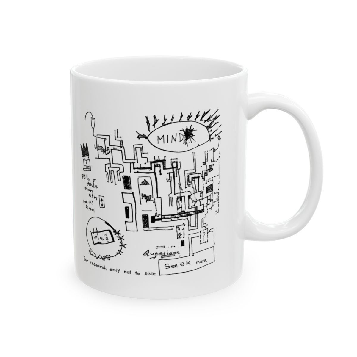 Mind Maze Labyrinth 'For Research Only' Ceramic Mug - Witty Thinker Gift - Official mugs merchandise
