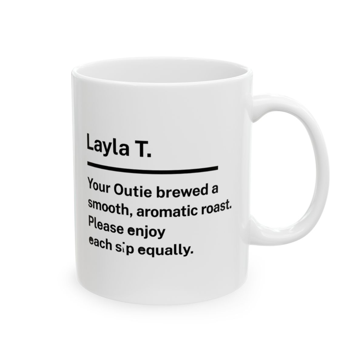 Layla T. Outie Brew Funny Coffee Mug - Family Humor Gift - Official mugs merchandise